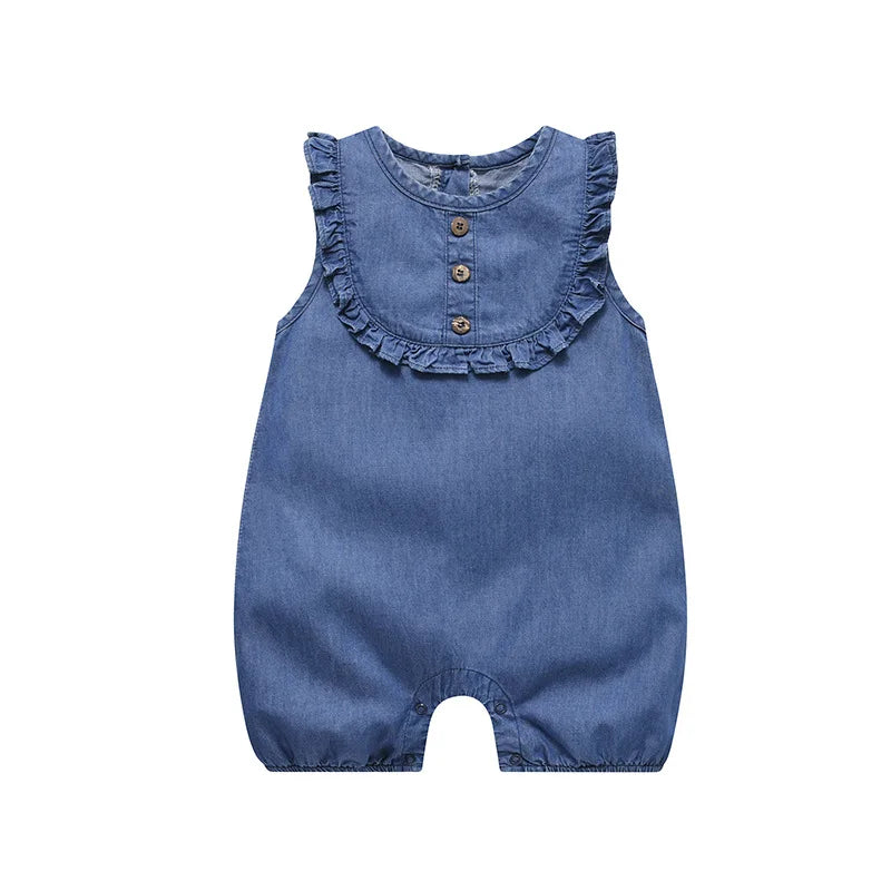 Summer Newborns Lace Rompers Girl Denim Bodysuits Girls Jumpsuit Baby Clothes