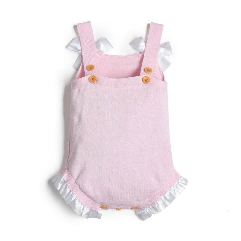 Baby Girls Rompers Pink Cotton Princess Jumpsuit Bow Sleeveless Infant Kids Climb Children Clothing Bodysuit