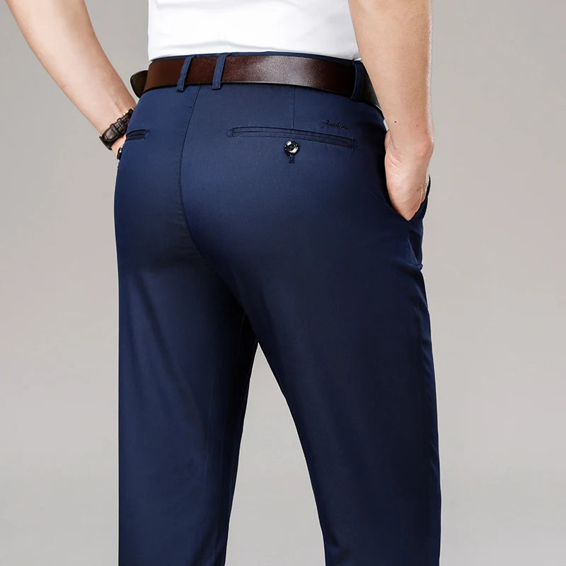 Summer Spring Men's Casual Dress Pants Men Elastic Men Business Casual Classic Pants Male Trousers