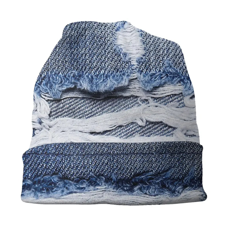 Denim Texture Skullies Beanies  Hats Casual Street Unisex Caps Bonnet Knitted Hat