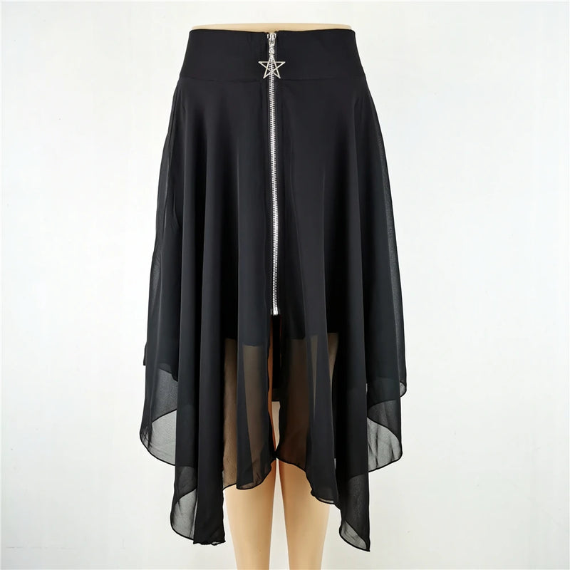 Gothic Skirts Women Summer Black Female Punk Skirt