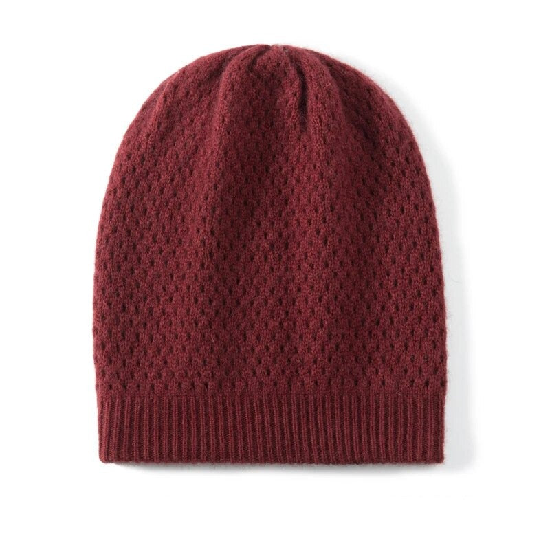 Winter Knitted Cashmere Hat for Women Thicken Double Layered Design Beanie Hats Outdoor Soft Warm Cap Knit Bonnet