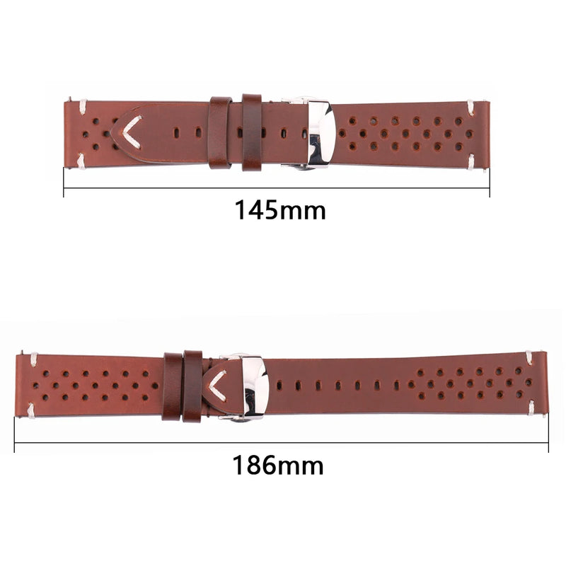 Genuine Leather Watch Strap Butterfly Buckle Bracelet Band