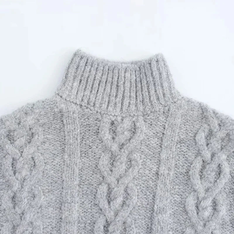 Women Winter Short Knitted Sweater Cropped Sweater Pullovers Casual Elegant