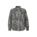 Leopard Long Sleeve Shirts Mens High Street Loose Lapel Raw Edge Shirts Men