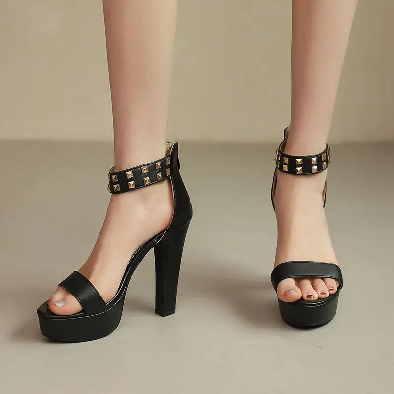 Female Sandals Open Toe High Heels 11.5cm Platform 2.5cm