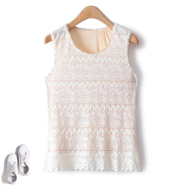 Women Comfortable Elastic Lace Vest Female Summer Crochet Suspenders Slim Woman Clothing