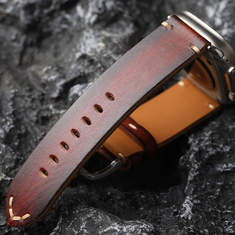 Handmade Genuine Leather Strap For iwatch Apple Watch Head Layer Thickened Bracelet 49MM 45MM 44MM Ultra2