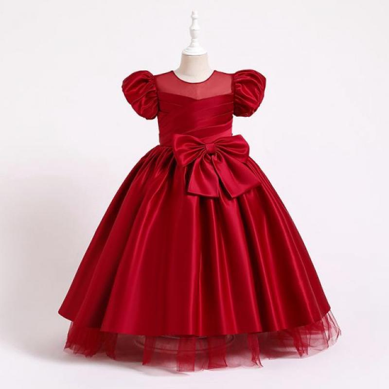 Children Dresses for Girls Wedding Princess Ball Gown Elegant Puff Sleeve Formal Party Prom Dress for Teen 4-14 Years Costumes