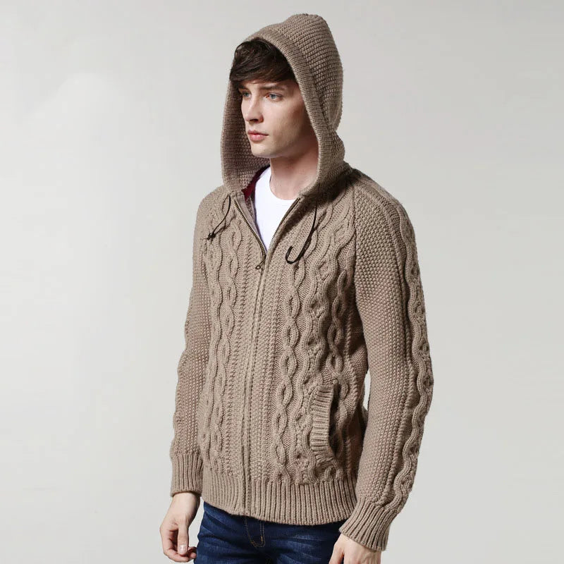 Winter Hooded Cardigans Men Autumn Causal  Knitted Sweater Couple Knitwears Men Clothing