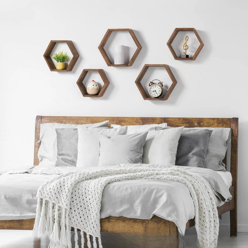 Shelving wall hanging Wooden hexagonal frame living room wall decoration wall hanging frame