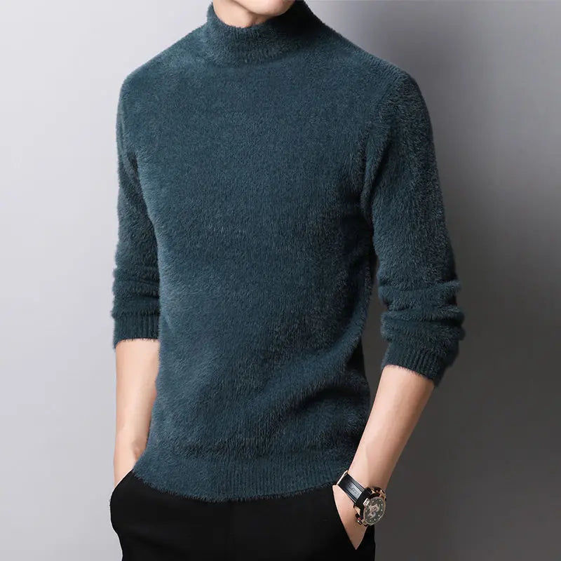 Men Sweater Spring and Autumn Mink Down Double-sided Fleece Thick Knit