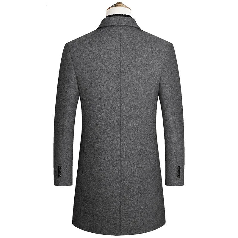 Autumn and Winter Double -breasted Men's Woolen Wool Coat Warm Trench Coat Male Casual Business Jacket