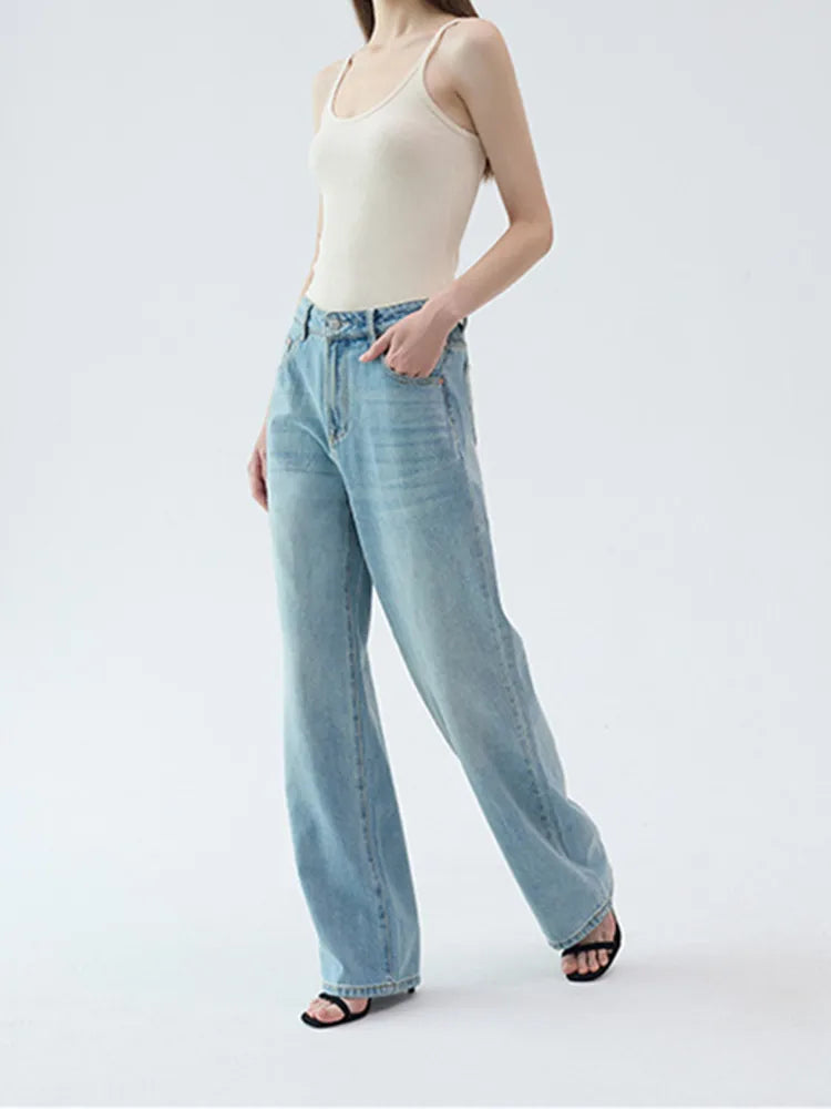 Women Wide Leg Jeans Spring Casual Female Straight Loose Denim Long Pants