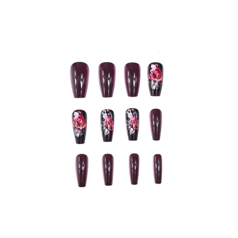 24-piece push-on nail set sleek manicure easy to apply and remove glossy finish ballet shape