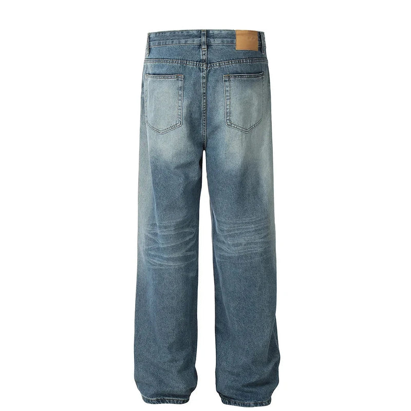 Denim Pants Men Basic Loose Straight-leg Jeans Men Trousers