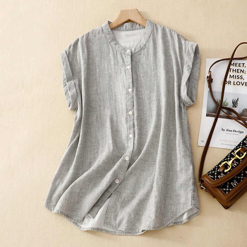  Summer Shirts Linen Sleeveless Women Blouse Loose Comfortable Causal Top