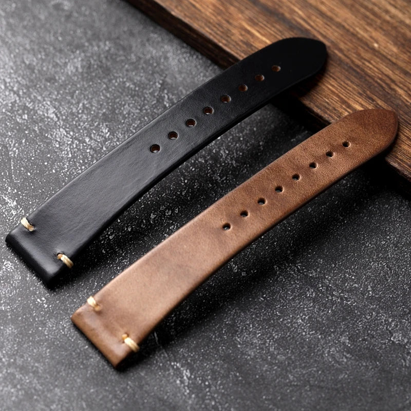 Leather Watchbands Natural Soft Wrap Handmade Leather Straps 18mm 20mm 22mm Vintage Men's Bracelet