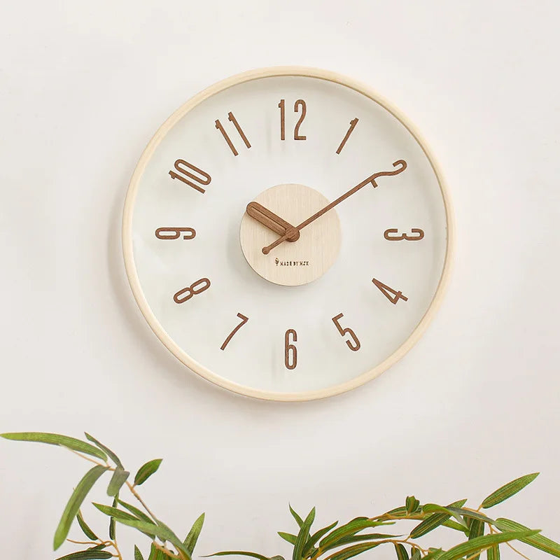 Simple clock wall clock Living room net red Modern cream transparent clock