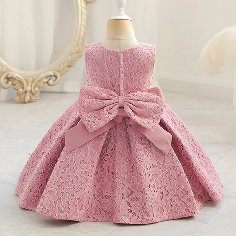 Girls Wedding Party Dress Flower Girl Princess Lace Bow Banquet Wedding Party Prom Dress Pageant Ball Gown