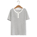 Women T-Shirt Summer Short Sleeve Stripe Knit Tops Loose Tees Oversized Curve Clothes