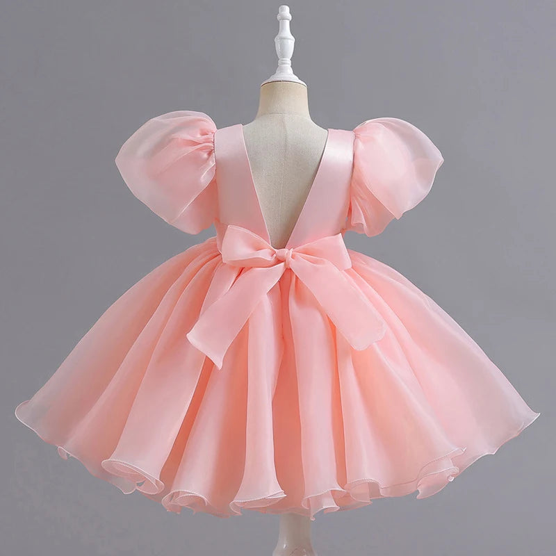 Elegant flower girl pink Cute dress birthday party Short Evening Gown