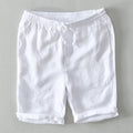 Pure Linen Shorts Men Summer Solid White Loose Holiday Shorts Man Casual Shorts