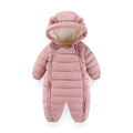 Baby Boys Girls Winter Snowsuit Hooded Double Zipper Romper Thicken Warm Jumpsuit Coat