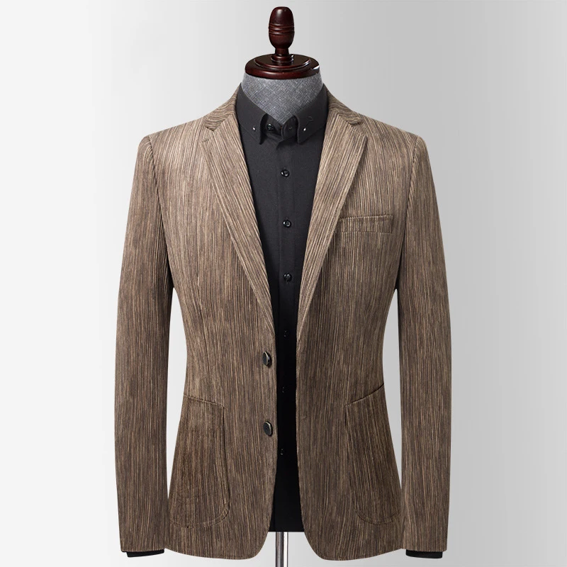 Men Casual Blazer Suit Corduroy Slim Fit Youth Leisure Suit Jacket