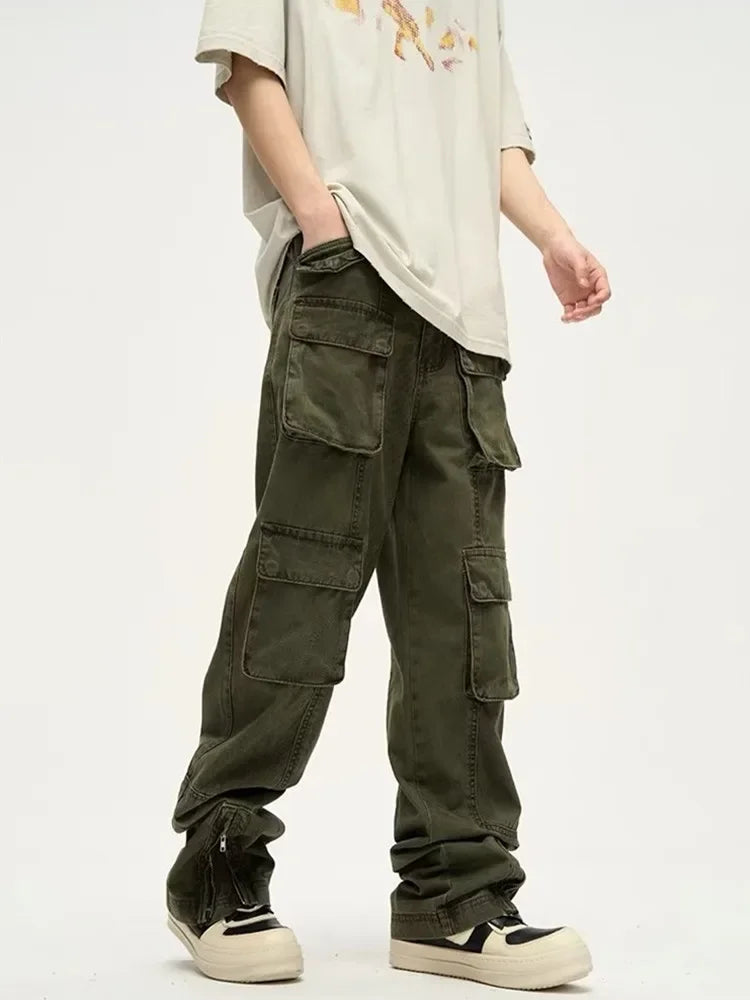 Baggy Cargo Jeans Pants For Men Clothing Straight Luxury Trousers