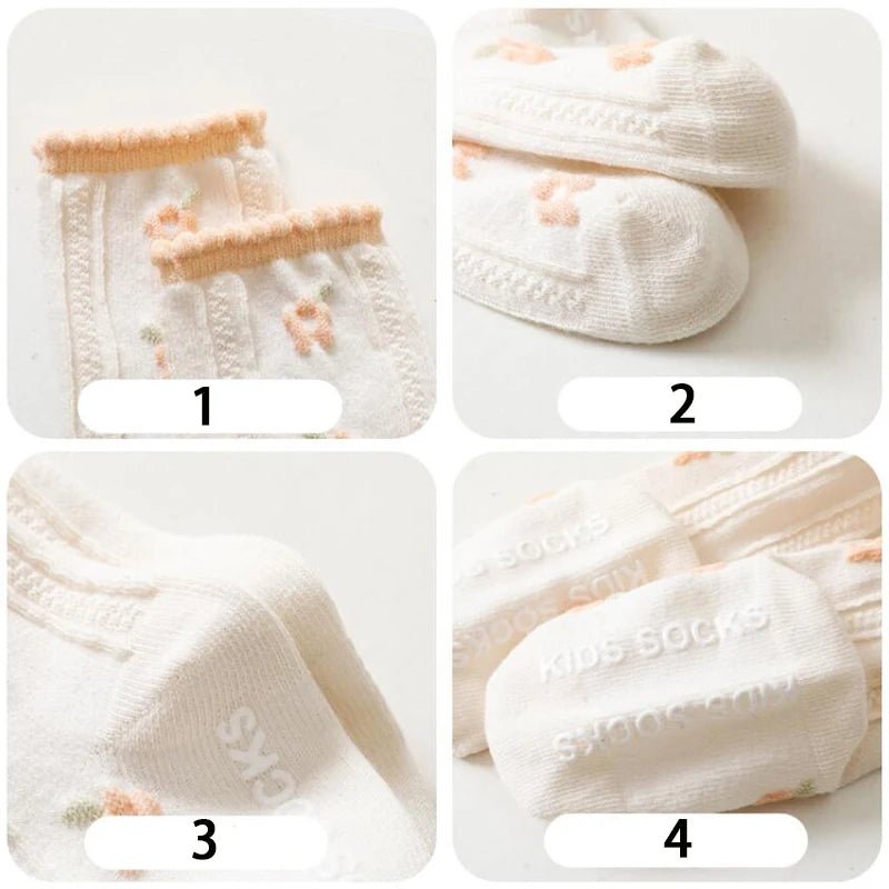 Spring Children Cotton Socks Knee High Girls Frilly Sock Flower Pattern Newborn Baby Floor Socks For Girls Kids Long Sock Cute