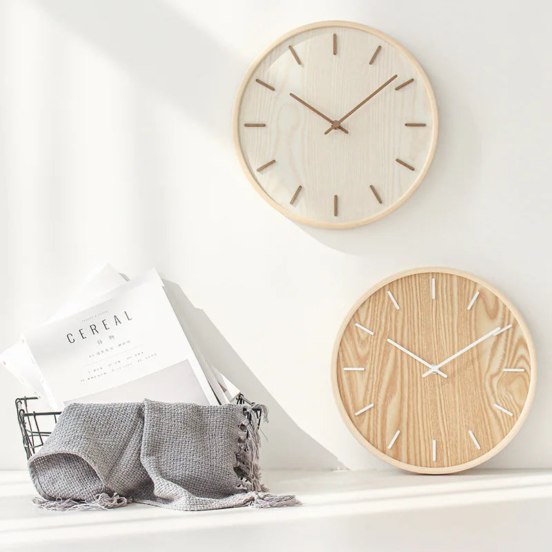 Household mute wall clock living room bedroom simple modern wall watch wooden