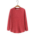 Spring Winter Fleece-lined Stripe Sequins Basic T-shirt Women's Warm Wear Inside Tops