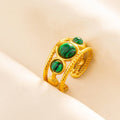 Rings Bohemian Jewelry Green Gemstone Plated Turquoise Rings For Women Girl Gifts Never Fade