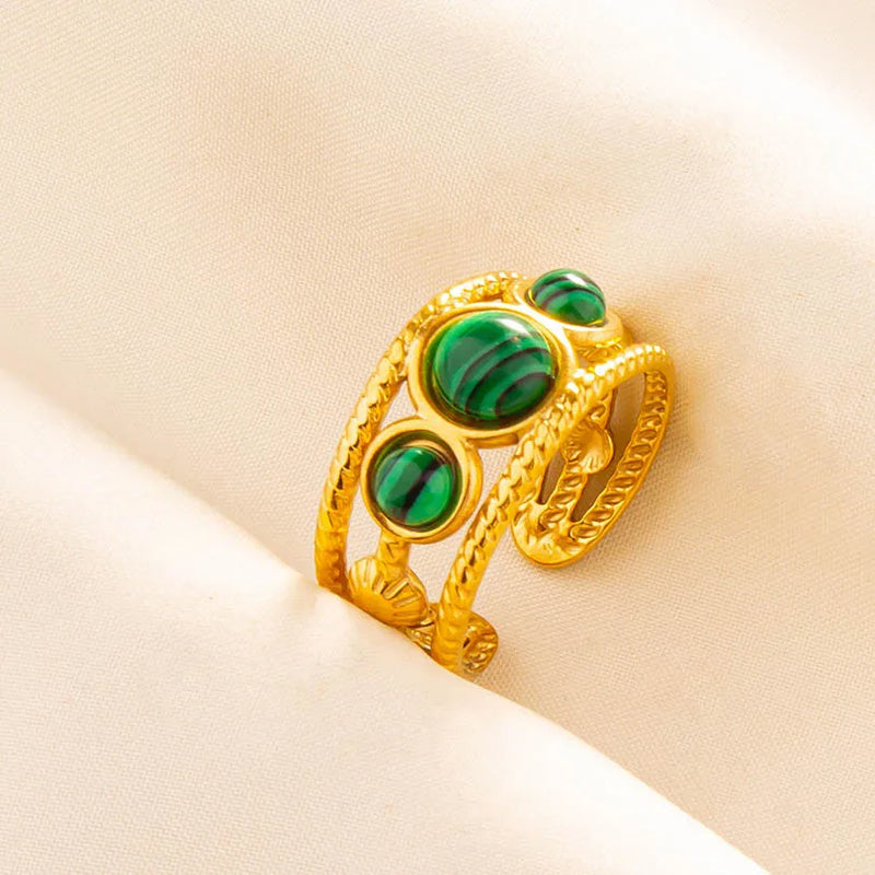 Rings Bohemian Jewelry Green Gemstone Plated Turquoise Rings For Women Girl Gifts Never Fade