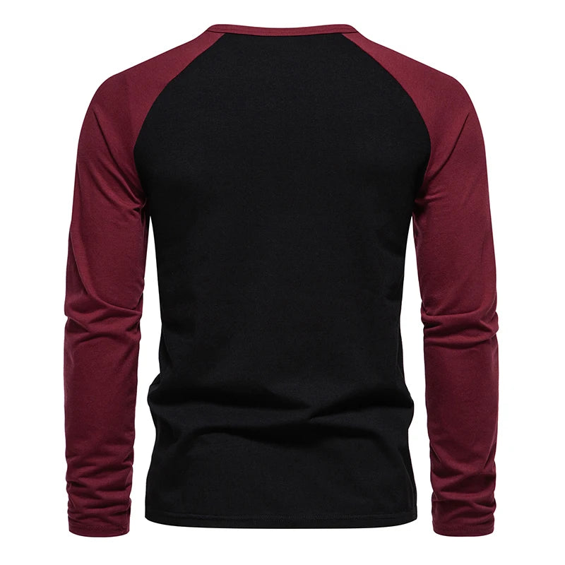 Mens Casual Classic Retro Raglan Sleeve Baseball T Shirt Slim Fit Pullover Men Casual Workout Gym Henley Tee Shirt