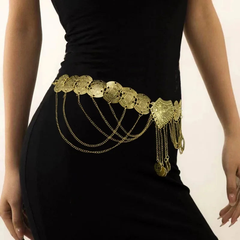 Dress Skirt Sweater Waist Chain Belt Waistband Tassel Hollowed Belt Retro Women Belt