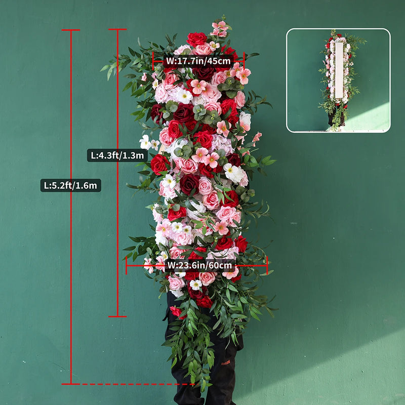 Party Decorations Customized Pink Greenery Artificial Rose Hydrangea Flower Arrangement Event Backdrop Props valentine's day