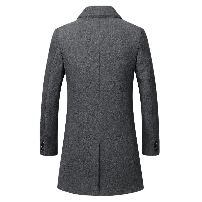 Winter Woolen Coat Men's Slim Warm Woolen Mid-length Jacket Male Coats