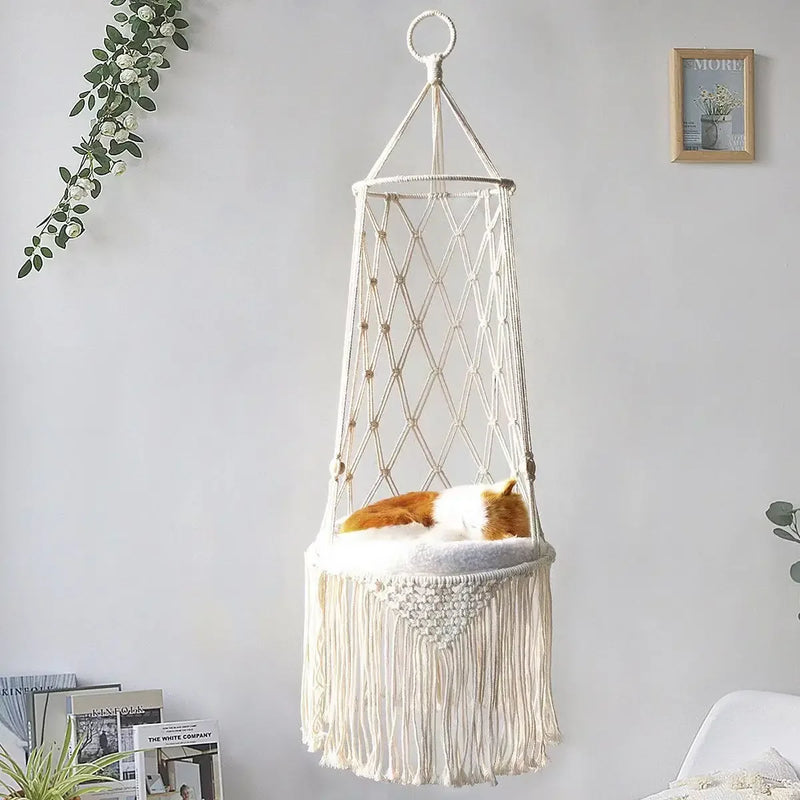 Pet Cat Hammock Swing Bed Bohemian Handwoven Tapestry Macrame For Home Bedroom Decoration Wall Hanging