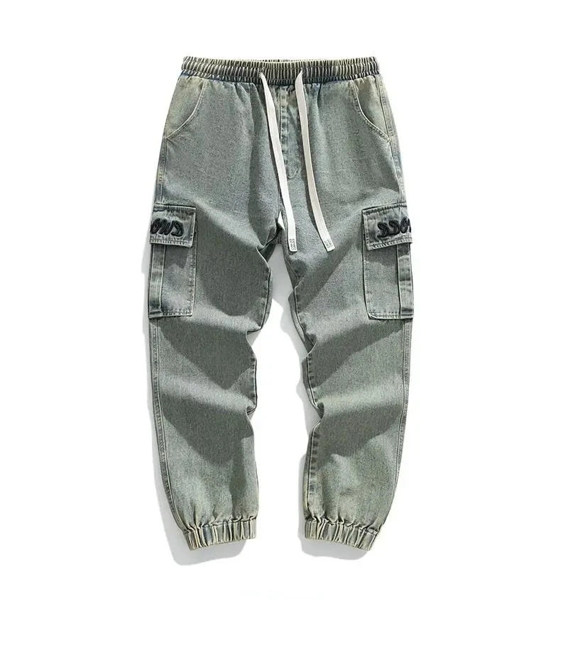 Harem Pants Great Casual Student Trousers Pockets Solid Men Streetwear Denim Cargo Jeans