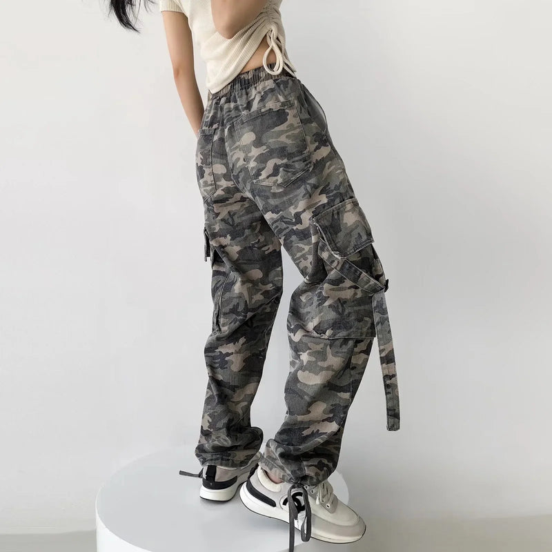 Camouflage Cargo Pants Women Pants Camouflage Trousers Baggy Pants Woman Wide Leg Pant