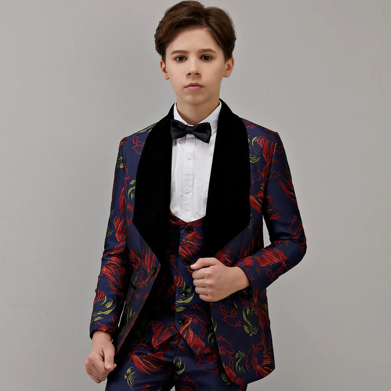 Formal Dress Suit Set Handsome Boy Wedding Blazer Vest Pants Bowtie Outfit