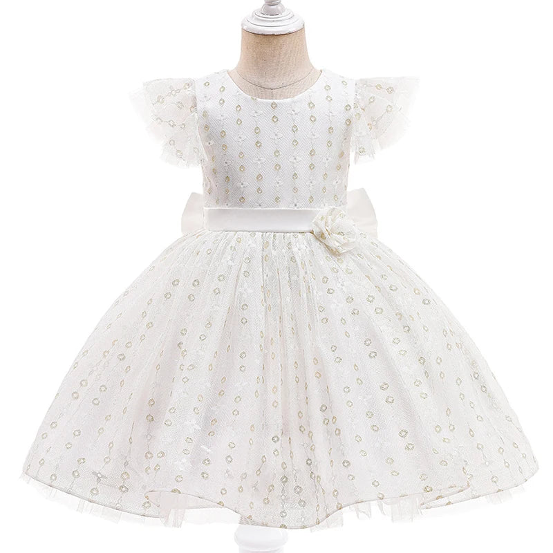 Children's Dress Spring Bowknot Flower Lovely Birthday Party Girl Princess Dress Wedding Flower Girl Dress