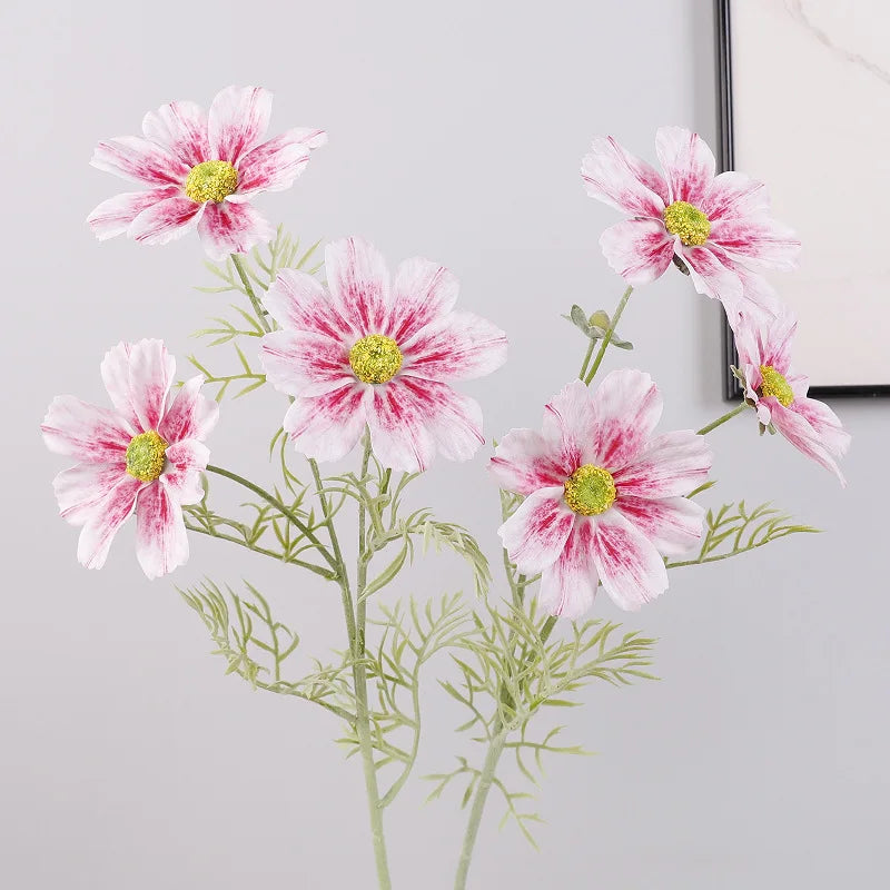 6Pc Hand Feel Gesang Flower Real Touch Artificial Flowers Cosmos for Home Desktop Decoration Bridal Bouquet Wedding Party Floral