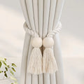 Hand-woven solid wood magnetic knot curtain tiebacks