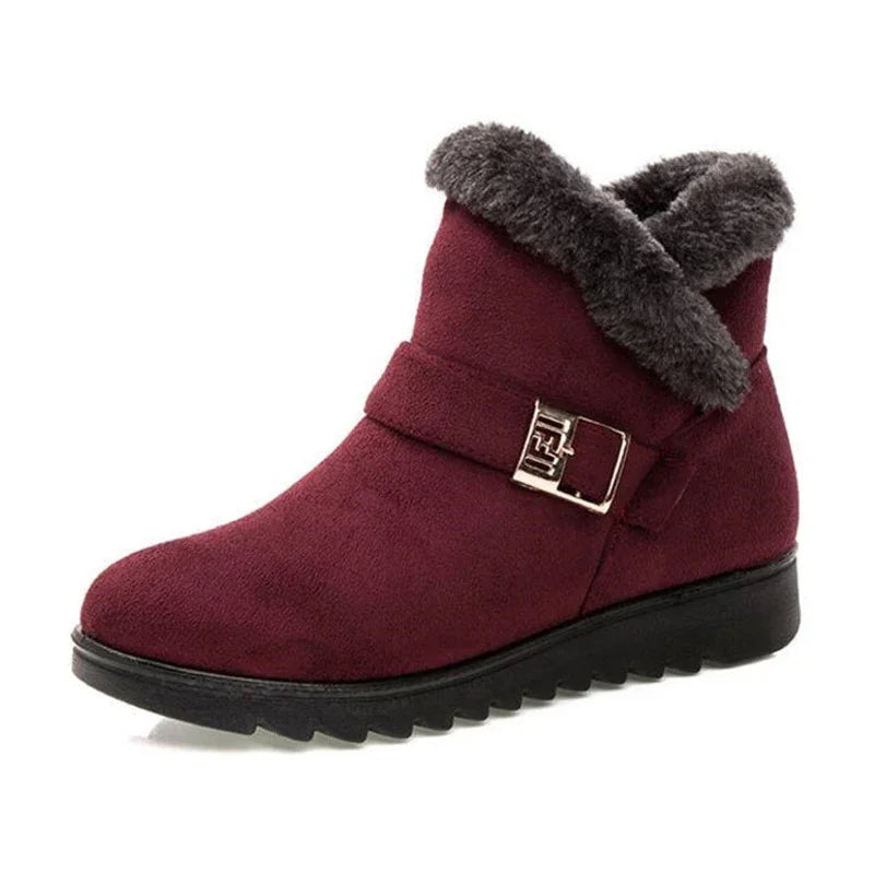 Warm snow boots short fur plush winter ankle shoes women