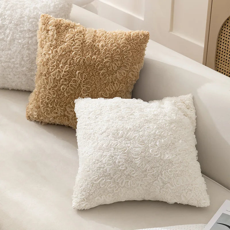 Solid Cushion Cover Dot Lace  Pillow Cover Home Decoration Sofa Couch Bed Living Room Bedroom