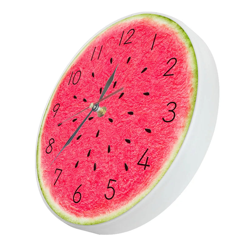 Summer Time Watermelon Modern Wall Clock Wall Art Decor Fruit Style Silent Quartz Round Wall Clock