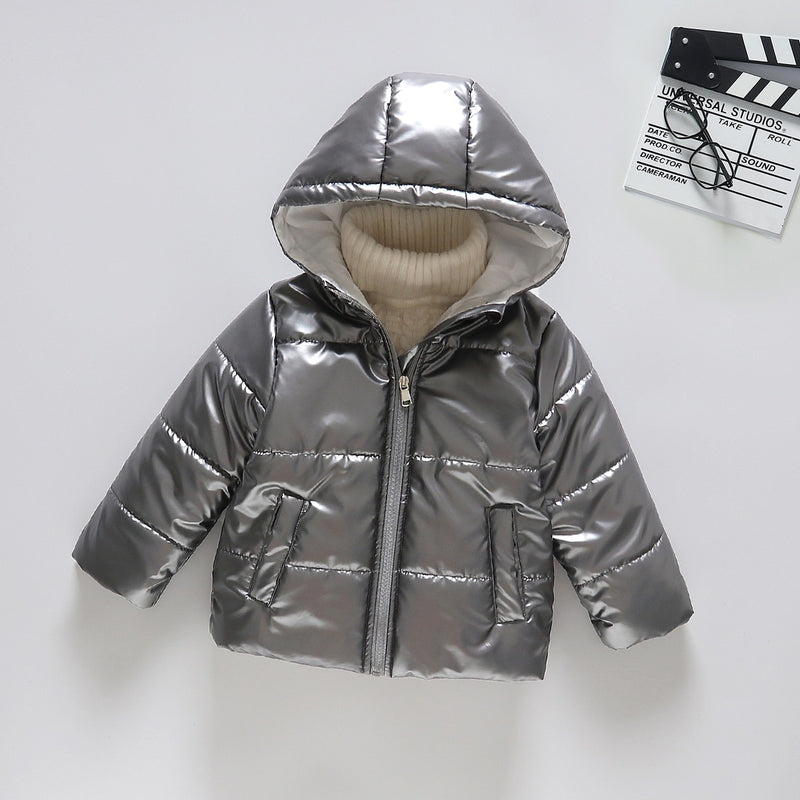 Toddler Boy Girl Trendy Metallic Waterproof Windproof Hooded Coat